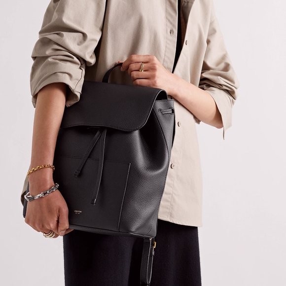Textured leather backpack